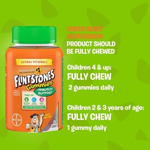 Kẹo dẻo tăng sức đề kháng cho trẻ em Flintstones Gummies Immunity Support 60 viên 21 keo deo tang suc de khang cho tre em flintstones gummies immunity support 60 vien kg