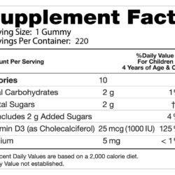 Kẹo dẻo Vitamin D3 cho trẻ em Doc's Kids Vitamin D3 25mcg (1000IU) 220 Gummies 9 keo deo vitamin d3 cho tre em docs kids vitamin d3 25mcg 1000iu 220 gummies ke