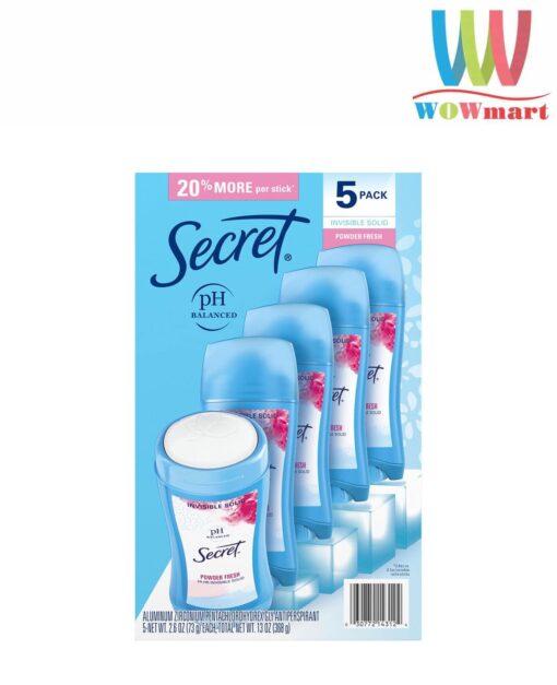 Lăn khử mùi sáp Secret PH Balanced Powder Fresh Invisible Solid 73g x5