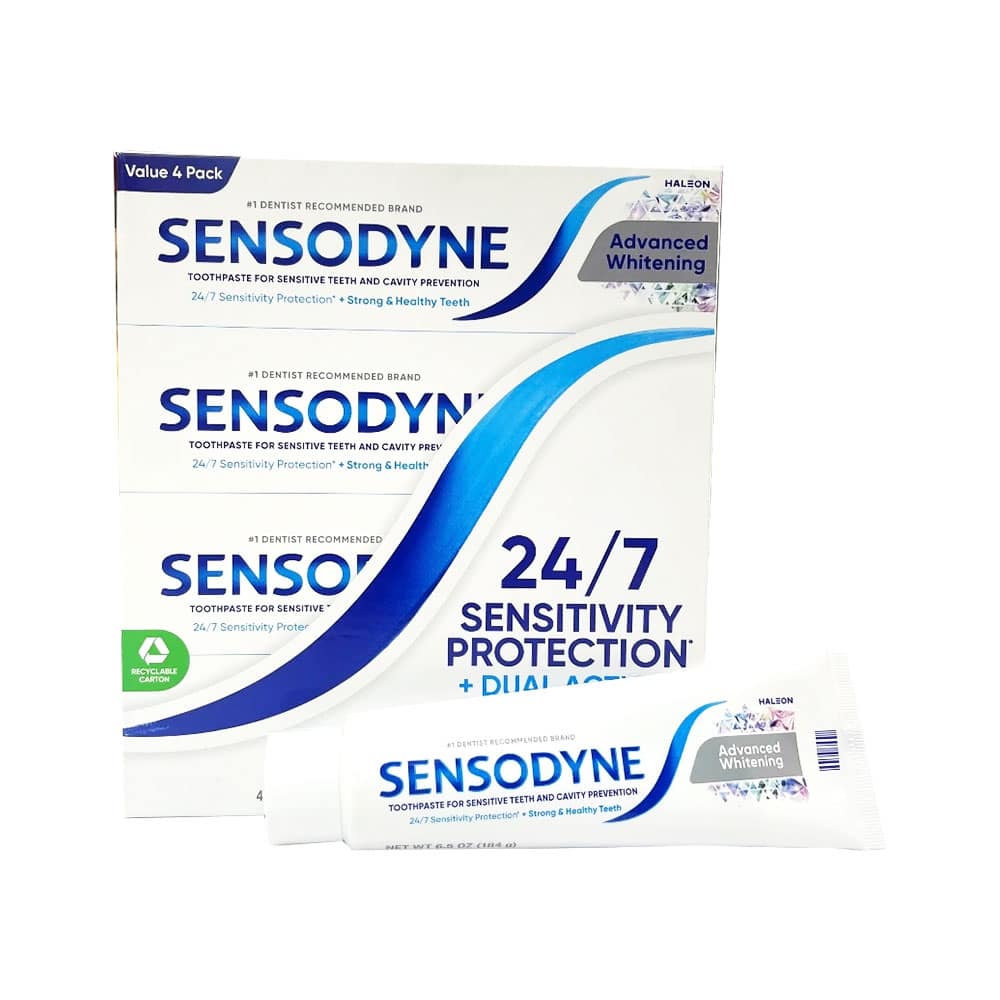 Lốc 4 kem đánh răng Sensodyne Advanced Whitening 184g x4 1 Lốc 4 kem đánh răng Sensodyne Advanced Whitening 184g x4