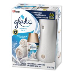 Set máy xịt thơm phòng tự động Glade chạy pin + 1 chai tinh dầu (Clean Linen) 9 set may xit thom phong tu dong glade chay pin 1 chai tinh dau clean linen ka