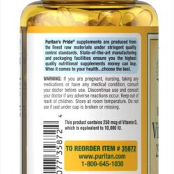 Viên uống bổ sung Vitamin D3 Puritan’s Pride Vitamin D3 250mcg (10,000 IU) 100 Softgels 6 vien uong bo sung vitamin d3 puritans pride vitamin d3 250mcg 10 000 iu 100 softgels kc