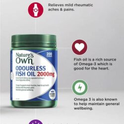 Dầu cá không mùi Nature’s Own Odourless Fish Oil 2000mg 200 Capsules 10 dau ca khong mui natures own odourless fish oil 2000mg 200 capsules kf