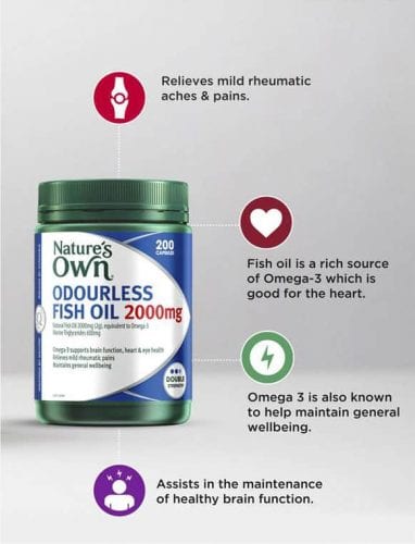 Dầu cá không mùi Nature’s Own Odourless Fish Oil 2000mg 200 Capsules 15 dau ca khong mui natures own odourless fish oil 2000mg 200 capsules kf