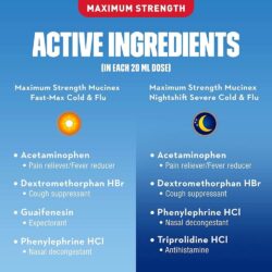 Siro giảm cảm cúm ngày và đêm Mucinex Fast-Max Cold Flu + Maximum Strength NightShift 180ml x3 chai 7 siro giam cam cum ngay va dem mucinex fast max cold flu maximum strength nightshift 180ml x3 chai kb