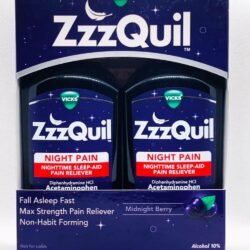 Siro giảm đau, hỗ trợ giấc ngủ ban đêm Vicks ZzzQuil Night Pain Nighttime Sleep Aid 354ml x2 (Berry) 7 siro giam dau ho tro giac ngu ban dem vicks zzzquil night pain nighttime sleep aid 354ml x2 berry kna