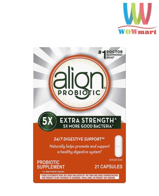 Viên uống hỗ trợ tiêu hóa Align Probiotic 5X Extra Strength Digestive Support 21 viên