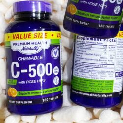 vien nhai bo sung vitamin c premium health naturally chewable c 500 180 vien ka