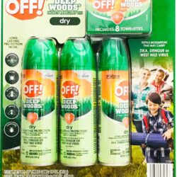 Xịt chống muỗi và côn trùng OFF! Deep Woods Dry set 3 chai (453g) + 8 khăn giấy 11 xit chong muoi va con trung off deep woods dry set 3 chai 453g 8 khan giay kkc