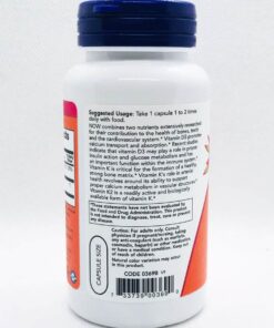 chac khoe xuong voi vitamin d3 1000iu va k2 45mcg now vitamin d3 k2 120 capsules kb