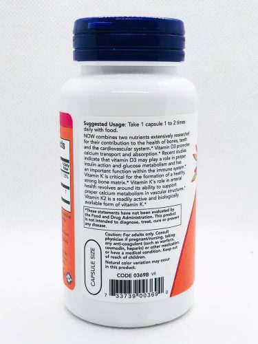 chac khoe xuong voi vitamin d3 1000iu va k2 45mcg now vitamin d3 k2 120 capsules kb