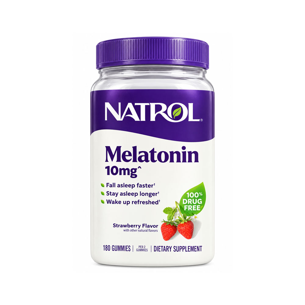 Kẹo dẻo giúp ngủ ngon Natrol Gummies Melatonin 10mg 180 viên Vị dâu