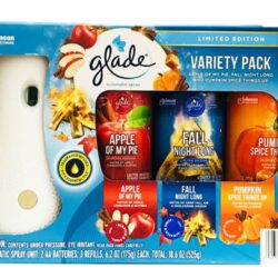 Set máy xịt thơm phòng tự động Glade chạy pin + 3 chai tinh dầu (Apple, Night, Pumpkin) 5 set may xit thom phong tu dong glade chay pin 3 chai tinh dau apple night pumpkin kc