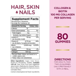 Kẹo dẻo làm đẹp da móng và tóc Nature’s Bounty Hair Skin & Nails Gummies 80 viên (Vị Cam) 5 keo deo lam dep da mong va toc natures bounty hair skin nails gummies 80 vien vi cam 141124 kb