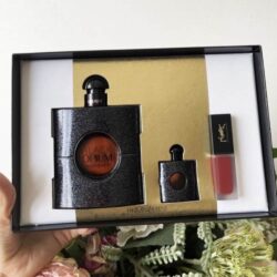 Set nước hoa Yves Saint Laurent Black Opium EDP 90ml + 7.5ml + Lipstick 206 12 set nuoc hoa yves saint laurent black opium edp 90ml 7 5ml lipstick 206 kg