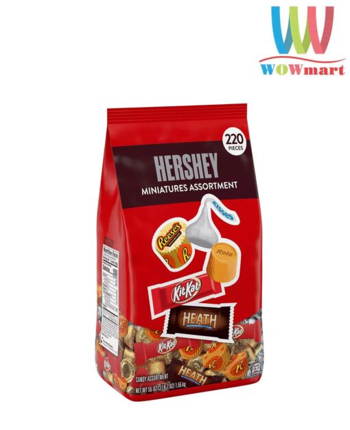 Socola tổng hợp 5 loại Hershey Miniatures Assortment Chocolate 1.55kg (220 viên)