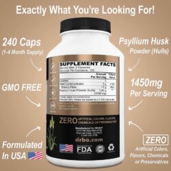 Viên uống bổ sung chất xơ Dr.Bo Psyllium Husk Fiber 1450mg 240 Capsules 9 vien uong bo sung chat xo dr bo psyllium husk fiber 1450mg 240 capsules kc