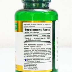 Viên uống bổ sung Vitamin D3 Nature’s Bounty Vitamin D3 50mcg (2000IU) 350 viên 7 vien uong bo sung vitamin d3 natures bounty vitamin d3 50mcg 2000iu 350 vien kc