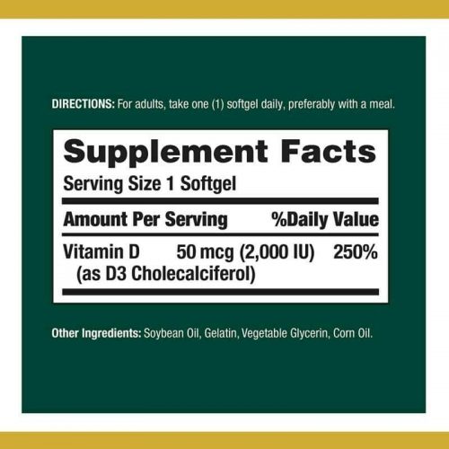 Viên uống bổ sung Vitamin D3 Nature’s Bounty Vitamin D3 50mcg (2000IU) 350 viên 15 vien uong bo sung vitamin d3 natures bounty vitamin d3 50mcg 2000iu 350 vien kd