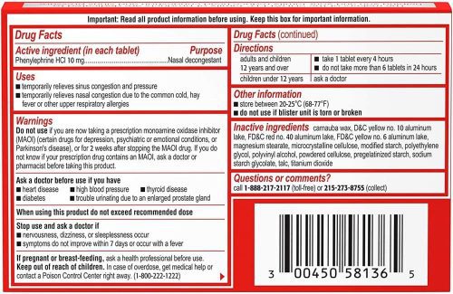 Viên uống thông mũi Sudafed PE Sinus Congestion Non-Drowsy 36 Tablets 20 vien uong thong mui sudafed pe sinus congestion non drowsy 36 tablets kf
