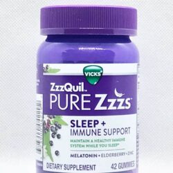 Kẹo dẻo hỗ trợ giấc ngủ ban đêm Vicks ZzzQuil Pure Zzzs Sleep+ Immune Support 42 Gummies 10 keo deo ho tro giac ngu ban dem vicks zzzquil pure zzzs sleep immune support 42 gummies kc