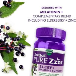 Kẹo dẻo hỗ trợ giấc ngủ ban đêm Vicks ZzzQuil Pure Zzzs Sleep+ Immune Support 42 Gummies 14 keo deo ho tro giac ngu ban dem vicks zzzquil pure zzzs sleep immune support 42 gummies ke