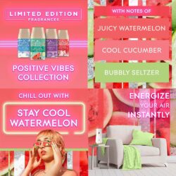 set may xit thom phong tu dong glade chay pin 3 chai tinh dau watermelon cotton lilac kh​​