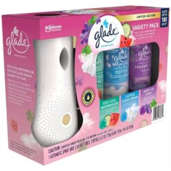 Set máy xịt thơm phòng tự động Glade chạy pin + 3 chai tinh dầu (Watermelon, Cotton, Lilac) 12 set may xit thom phong tu dong glade chay pin 3 chai tinh dau watermelon cotton lilac kl