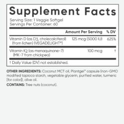 Viên uống bổ sung Vitamin D3, K2 SR Vitamin D3 + K2 with Coconut Oil 125mcg (5000IU) 60 Softgels 7 vien uong bo sung vitamin d3 k2 sr vitamin d3 k2 with coconut oil 125mcg 5000iu 60 softgels knd