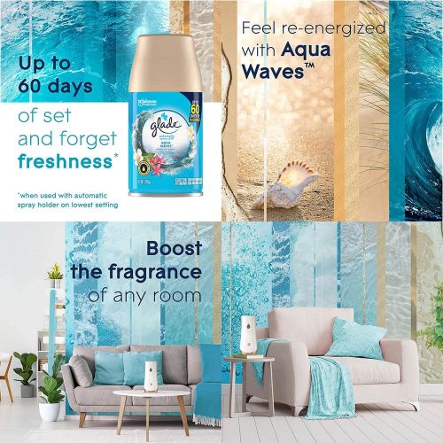 Tinh dầu cho máy xịt thơm phòng tự động Glade Aqua Waves 175g x4 15 tinh dau cho may xit thom phong tu dong glade aqua waves 175g x4 ke