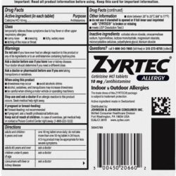Viên chống dị ứng Zyrtec Antihistamine Allergy 10mg 60 Tablets 7 vien chong di ung zyrtec antihistamine allergy 10mg 60 tablets ka