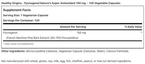 Viên uống bổ sung Pycnogenol Healthy Origins Pycnogenol 150mg 120 Capsules 12 vien uong bo sung pycnogenol healthy origins pycnogenol 150mg 120 capsules kc