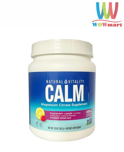 Bột bổ sung Magie Natural Vitality Calm Magnesium Citrate Powder Raspberry Lemon 567g