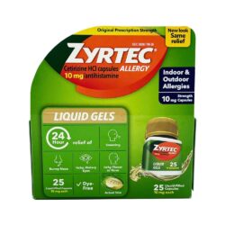 Viên uống chống dị ứng Zyrtec 10mg Cetirizine HCl 25 Liquid Gels