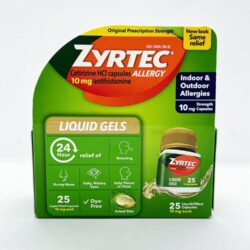 Viên uống chống dị ứng Zyrtec 10mg Cetirizine HCl 25 Liquid Gels 7 vien uong dang gel chong di ung zyrtec antihistamine allergy 10mg 25 liquid gels 211125 ka