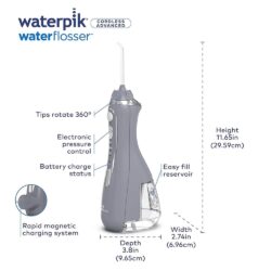 Máy tăm nước cầm tay Waterpik Cordless Advanced Water Flosser (Gray) 13 may tam nuoc cam tay waterpik cordless advanced water flosser gray kd