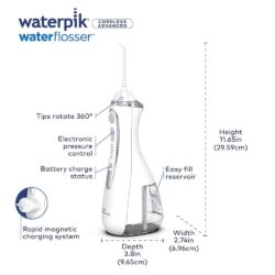 Máy tăm nước cầm tay Waterpik Cordless Advanced Water Flosser (White) 13 may tam nuoc cam tay waterpik cordless advanced water flosser white kf