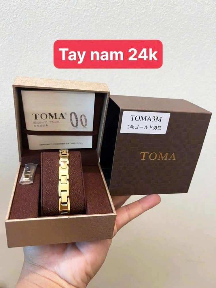 Vòng tay Nam điều hoà huyết áp Toma 24K TOMA3M Gold - Ảnh 2