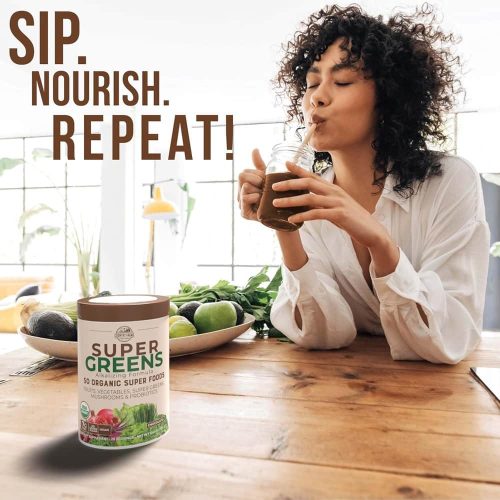 Bột thực phẩm xanh hữu cơ Country Farms Super Greens Powder 300g Chocolate 20 bot thuc pham xanh huu co country farms super greens powder 300g chocolate 010924 kg