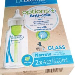 hop 2 binh sua thuy tinh co hep dr browns natural flow options anti colic narrow glass bottle 120ml kn