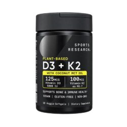 Viên uống bổ sung Vitamin D3, K2 SR Vitamin D3 + K2 with Coconut Oil 125mcg (5000IU) 30 Softgels