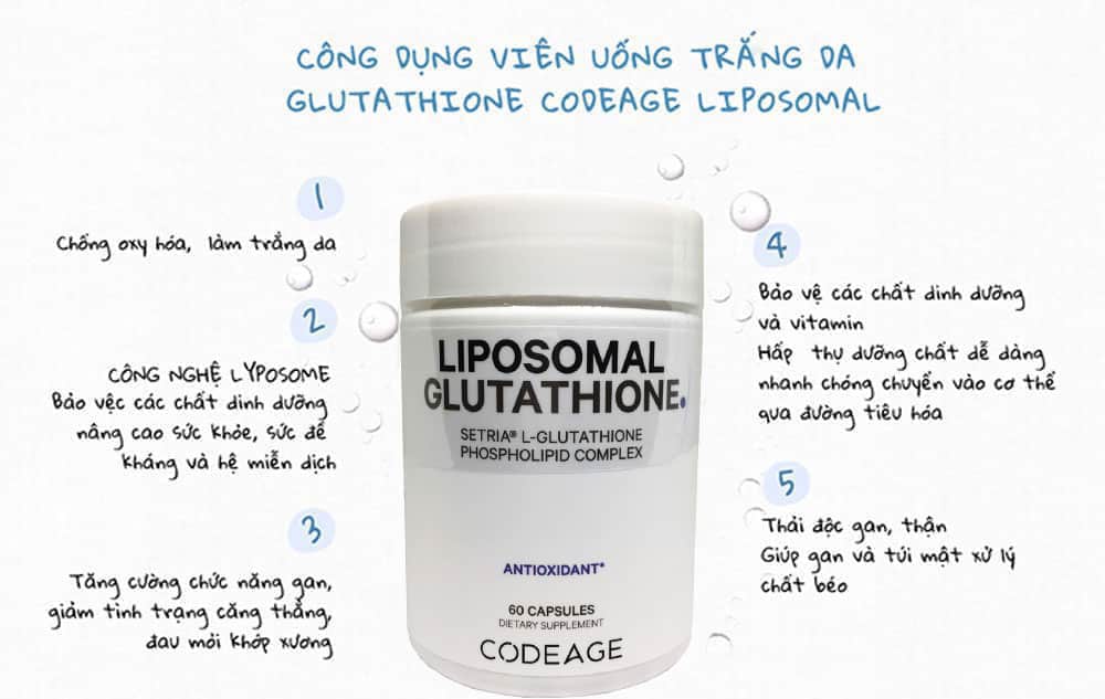 Viên uống bổ sung Setria L-Glutathione CodeAge Liposomal Glutathione 500mg 60 Capsules 15 vien uong bo sung glutathione codeage antioxidant liposomal glutathione 60 capsules 191024 kl