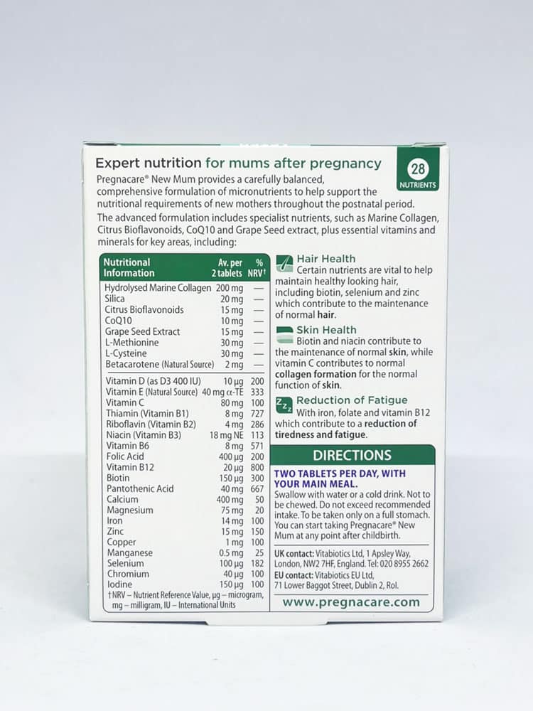 Vitamin đẹp da và tóc cho phụ nữ sau sinh Vitabiotics Pregnacare New Mum 56 Tablets - Ảnh 3