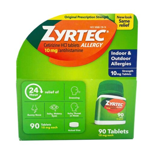 Viên chống dị ứng Zyrtec Antihistamine Allergy 10mg 90 Tablets