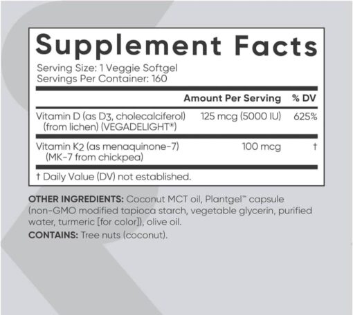 vien uong bo sung vitamin d3 k2 sr vitamin d3 k2 with coconut oil 125mcg 5000iu 160 softgels 021024 kg