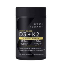 Viên uống bổ sung Vitamin D3, K2 SR Vitamin D3 + K2 with Coconut Oil 125mcg (5000IU) 160 Softgels