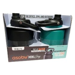 set 2 binh giu nhiet asobu mini jug 1l black green ka