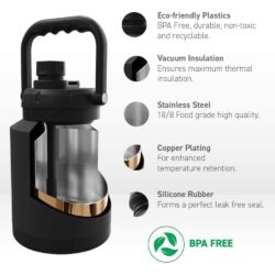 set 2 binh giu nhiet asobu mini jug 1l black green kj