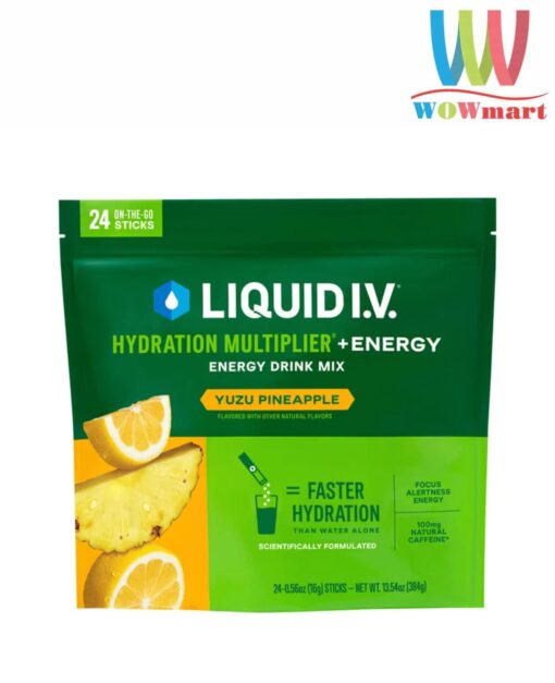 Bột điện giải Liquid I.V. Energy Multiplier 24 gói (Yuzu Pineapple)
