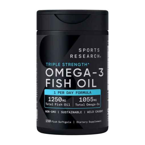 Dầu cá Sports Research Triple Strength Omega-3 Fish Oil 150 Fish Softgels